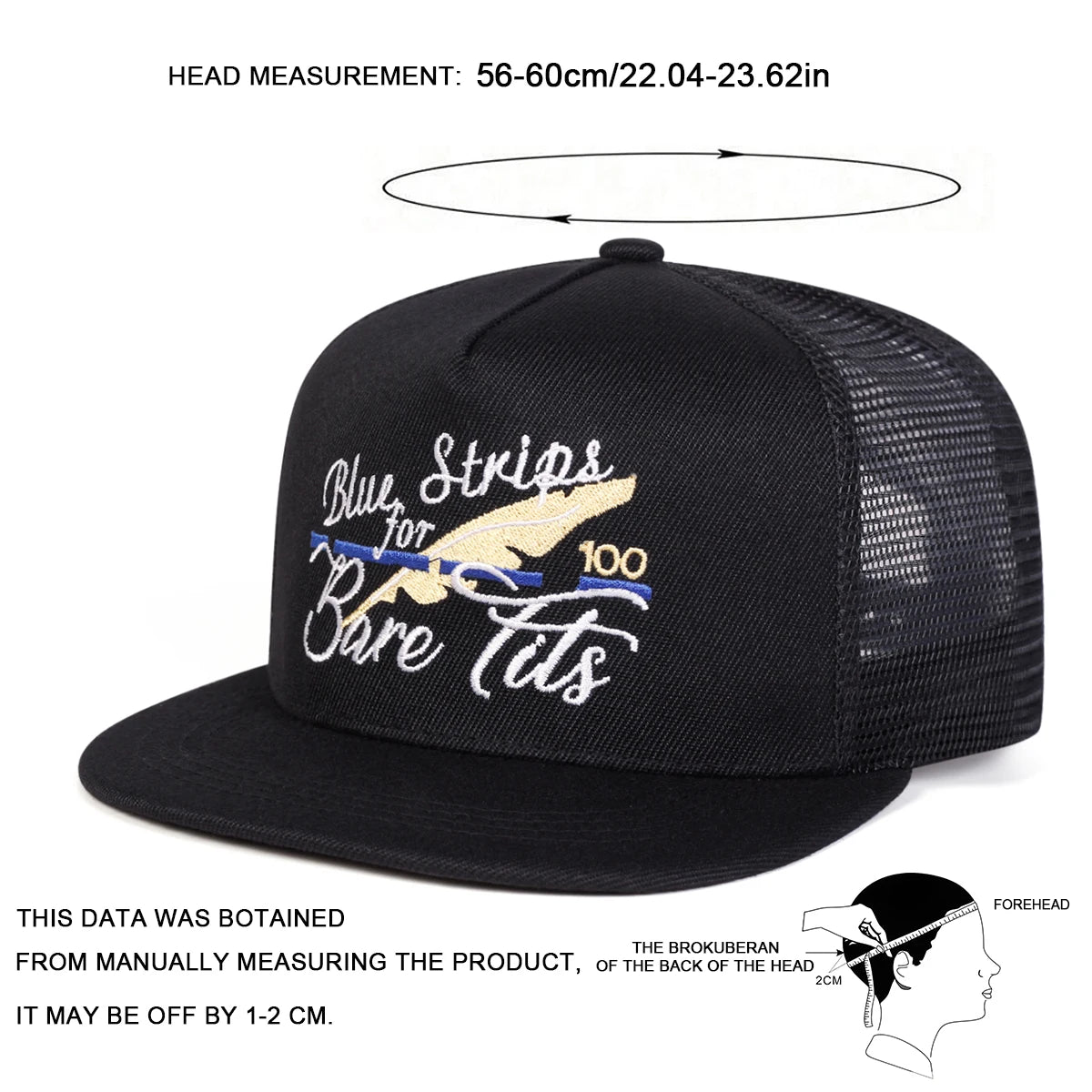 Blue Strips For Bare Tits Embroidery Snapback Cap