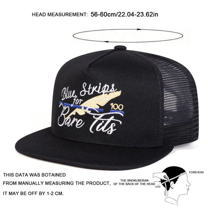 Blue Strips For Bare Tits Embroidery Snapback Cap