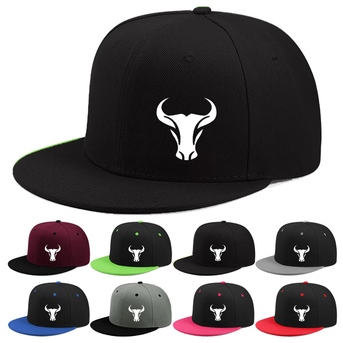 Bull Pattern Adjustable All Season Snapback Cap