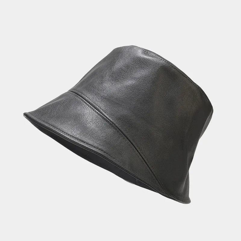 PU Solid Color Bucket Hat for Women and Girls