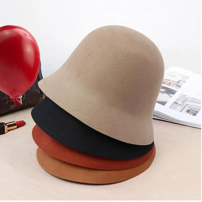Vintage Elegant Wool Felt Warm Basin Hat