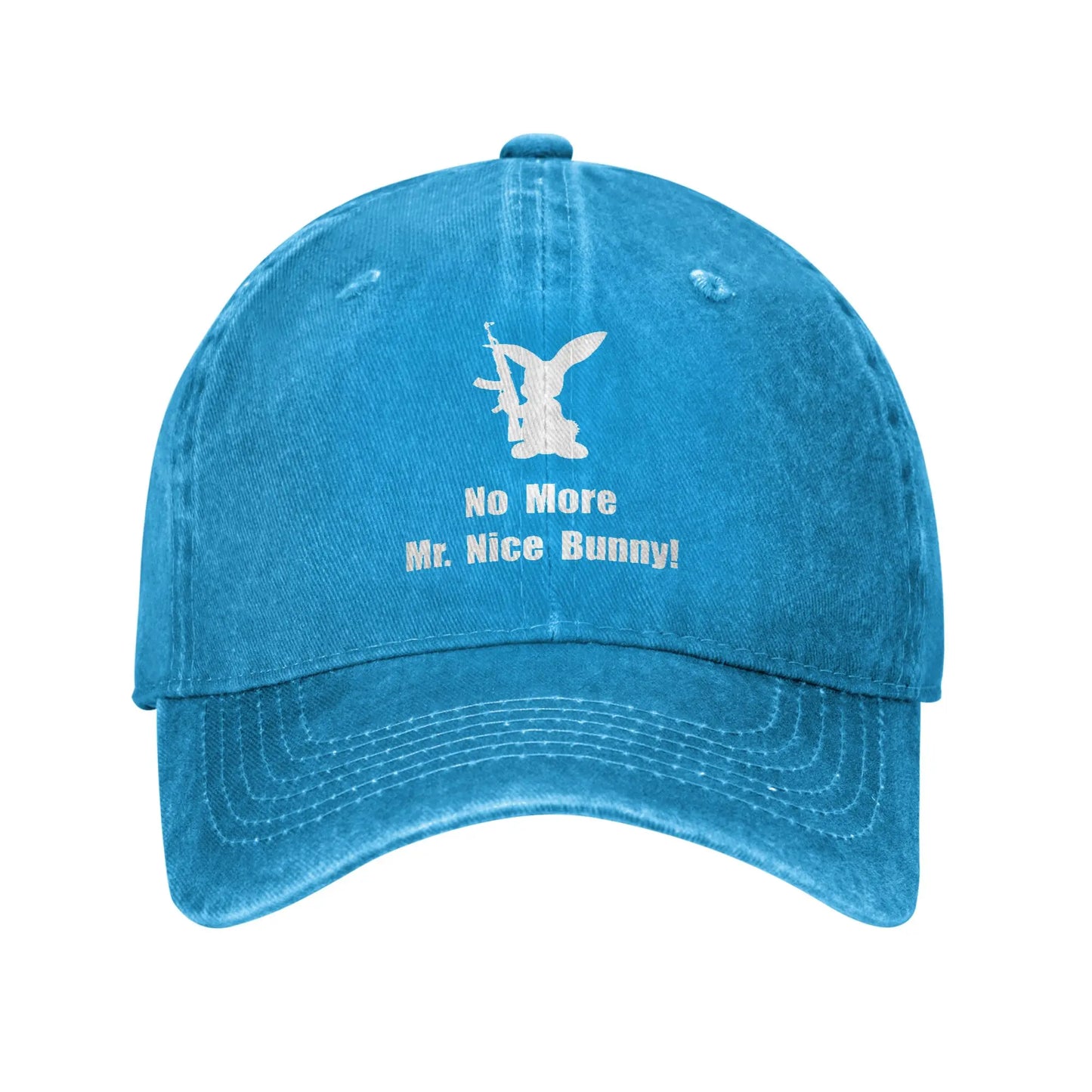 No More Nice Bunny Washed Denim Baseball Cap