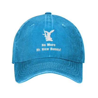 No More Nice Bunny Washed Denim Baseball Cap
