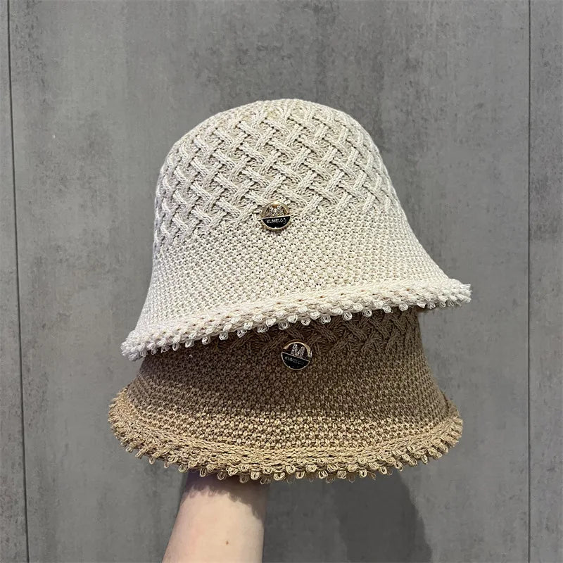 Japanese Minimalist Hollow Bucket Hat Women