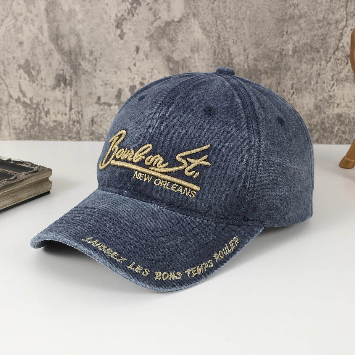 Vintage Soft-Top Cowboy Baseball Cap with Embroidered Alphabet