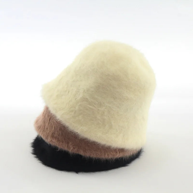 Rabbit Fur Winter Bucket Hat