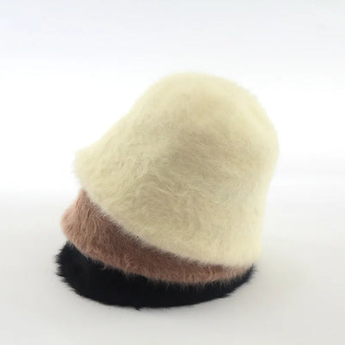 Rabbit Fur Winter Bucket Hat