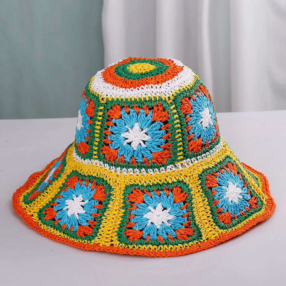 Wide Brim Foldable Summer Straw Bucket Hat