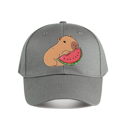 Capybara Eating Watermelon Vinyl Sticker Snapback Baseball Cap