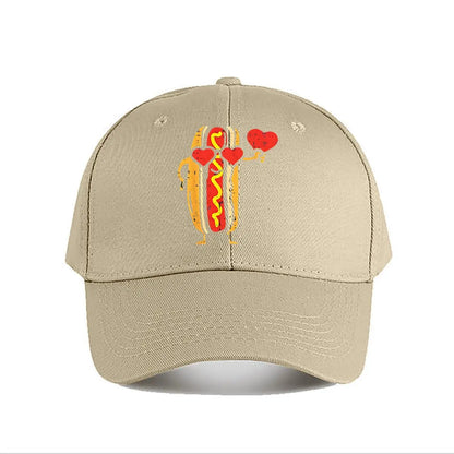 Distressed Hot Dog Heart Valentine Baseball Cap