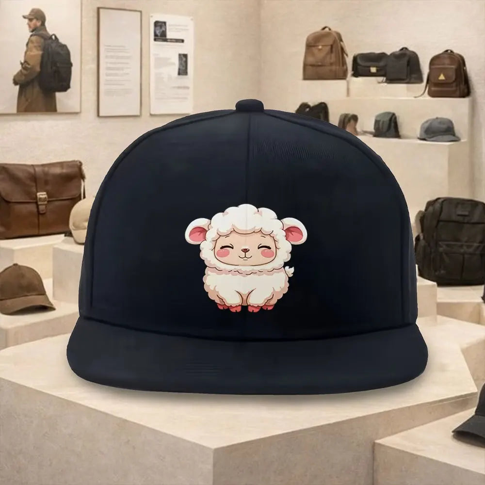 Cute Cartoon Lamb Flat Brim Snapback Cap