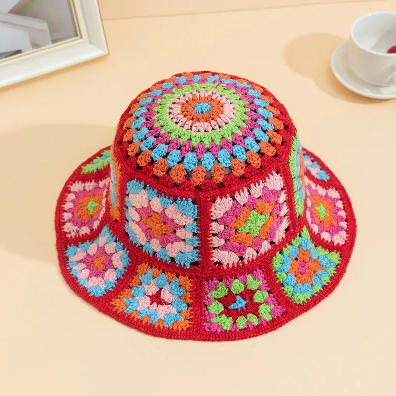 Japanese Color Matching Sweet Crochet Bucket Hat