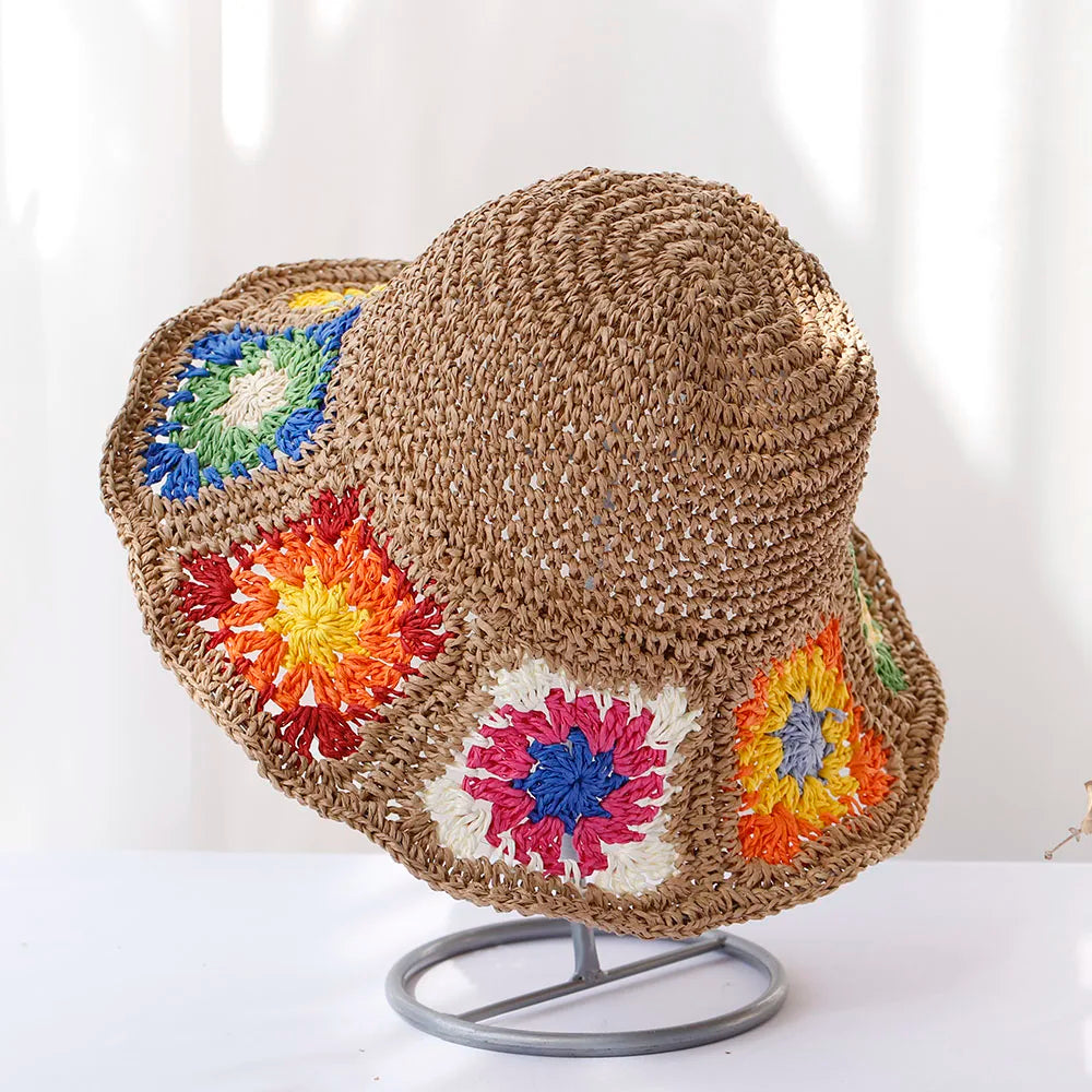 Straw Flower UV Protection Bucket Hat