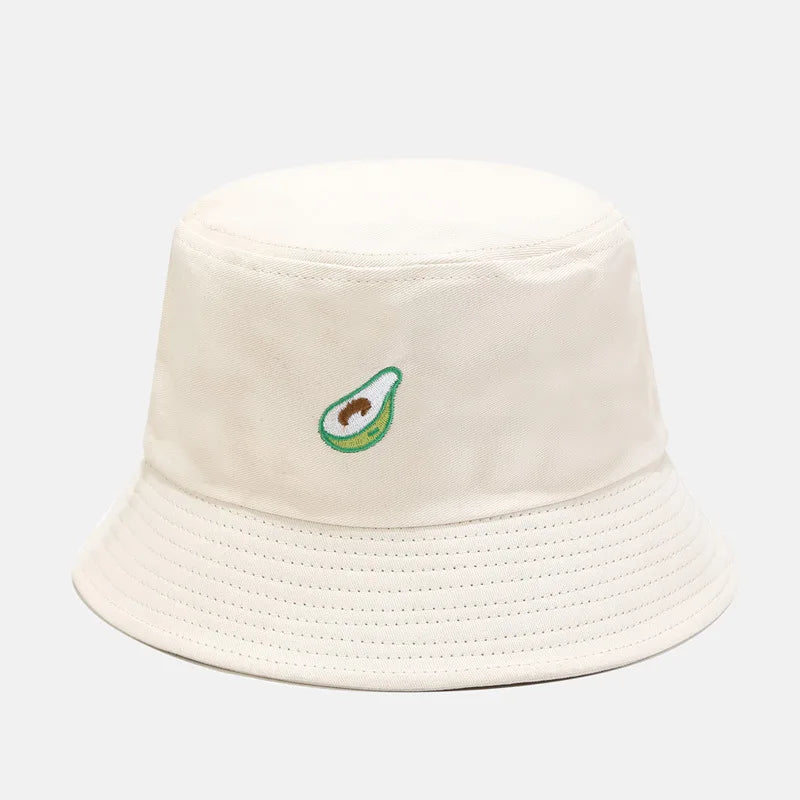 Cartoon Fruit Embroidered Cotton Bucket Hat