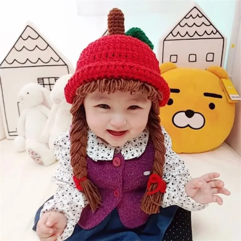 Red Apple Braid Wig Kids Bucket Hat