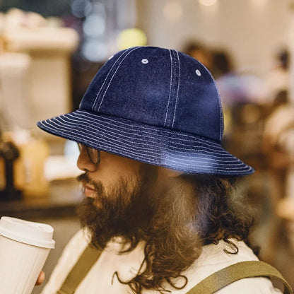Vintage Denim Wide Brim Bucket Hat
