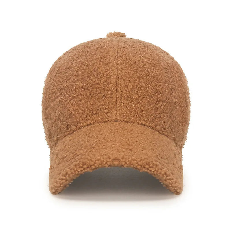 Winter Lamb Wool Solid Baseball Cap