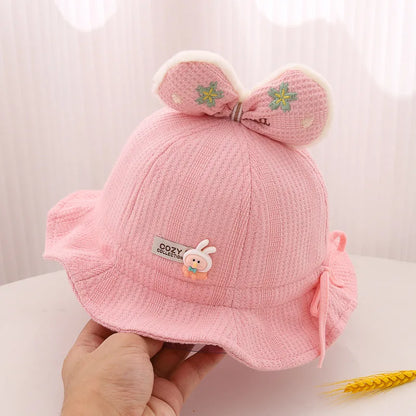 Princess Ruffle Bow Rabbit Baby Bucket Hat