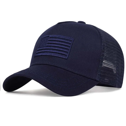 Fashion American Flag Embroidery Baseball Net Caps