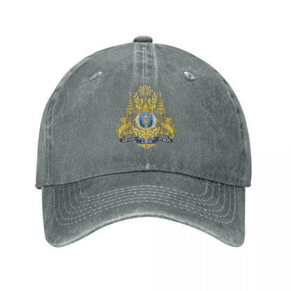 Cambodia Emblem Charcoal Washed Vintage Baseball Cap