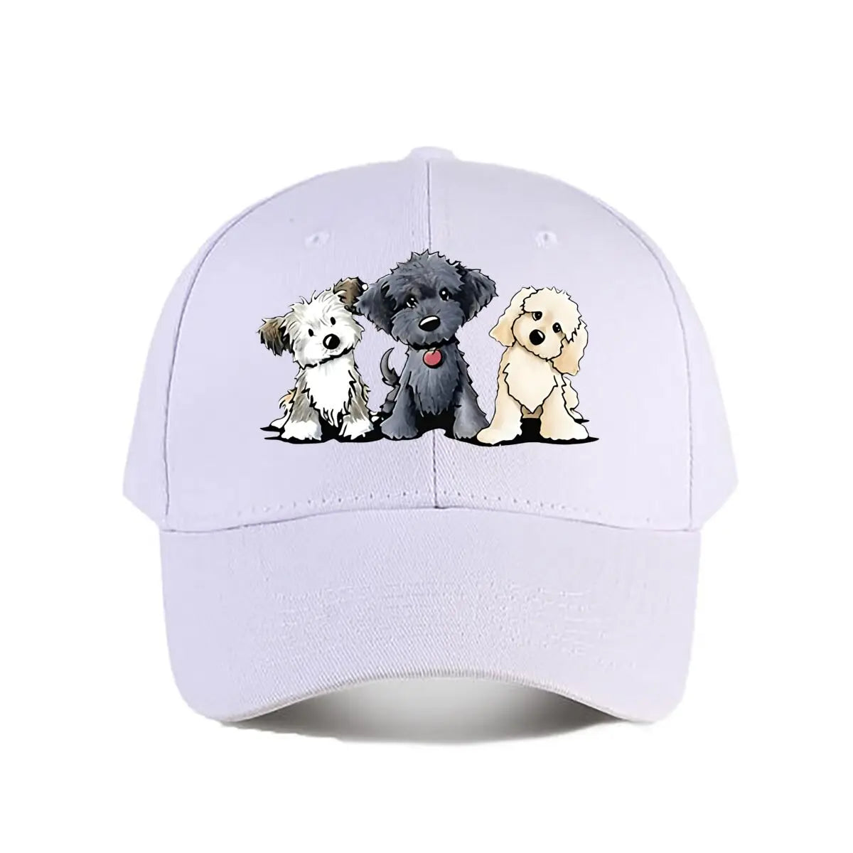 Cute Three Dogs Washed Cotton Snapback Baseball Cap