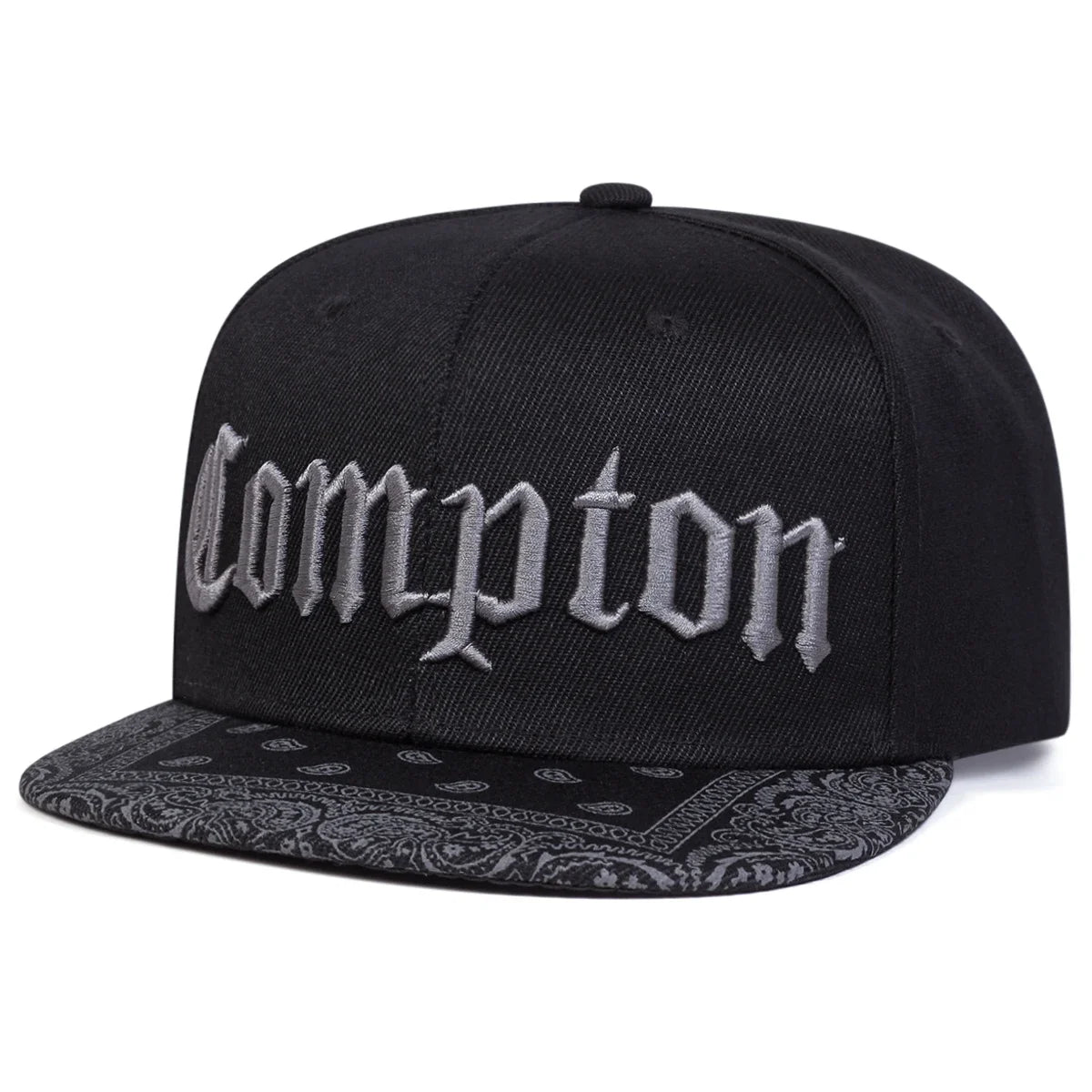 COMPTON Letter Embroidered Hip Hop Snapback Cap