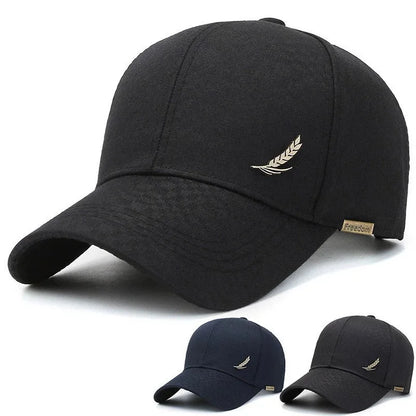 Breathable Wheat Ear Copper Label Baseball Cap