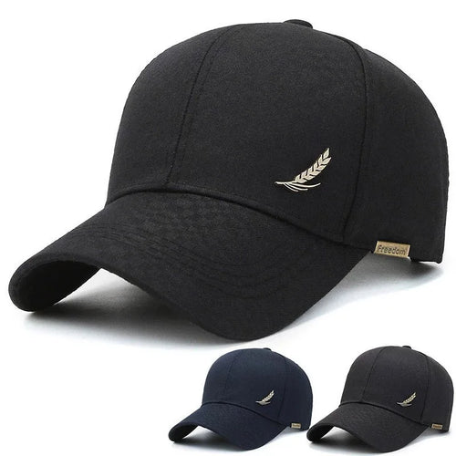 Breathable Wheat Ear Copper Label Baseball Cap