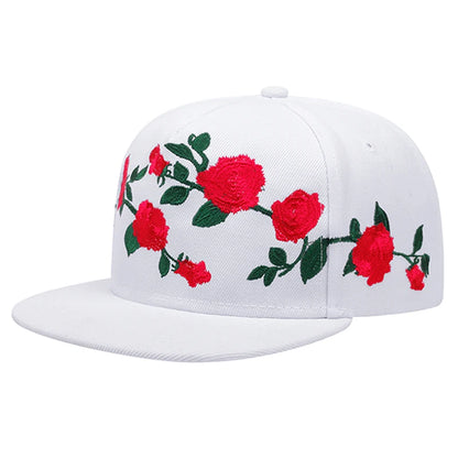 Rose Embroidery Snapback Cap