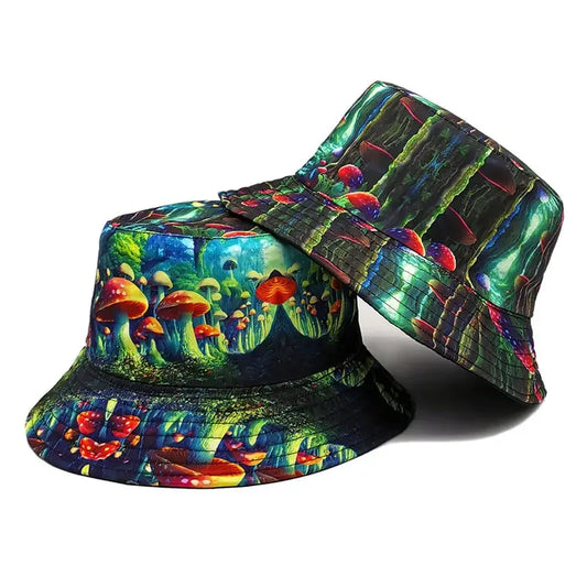 Cotton Mushroom Print Bucket Hat