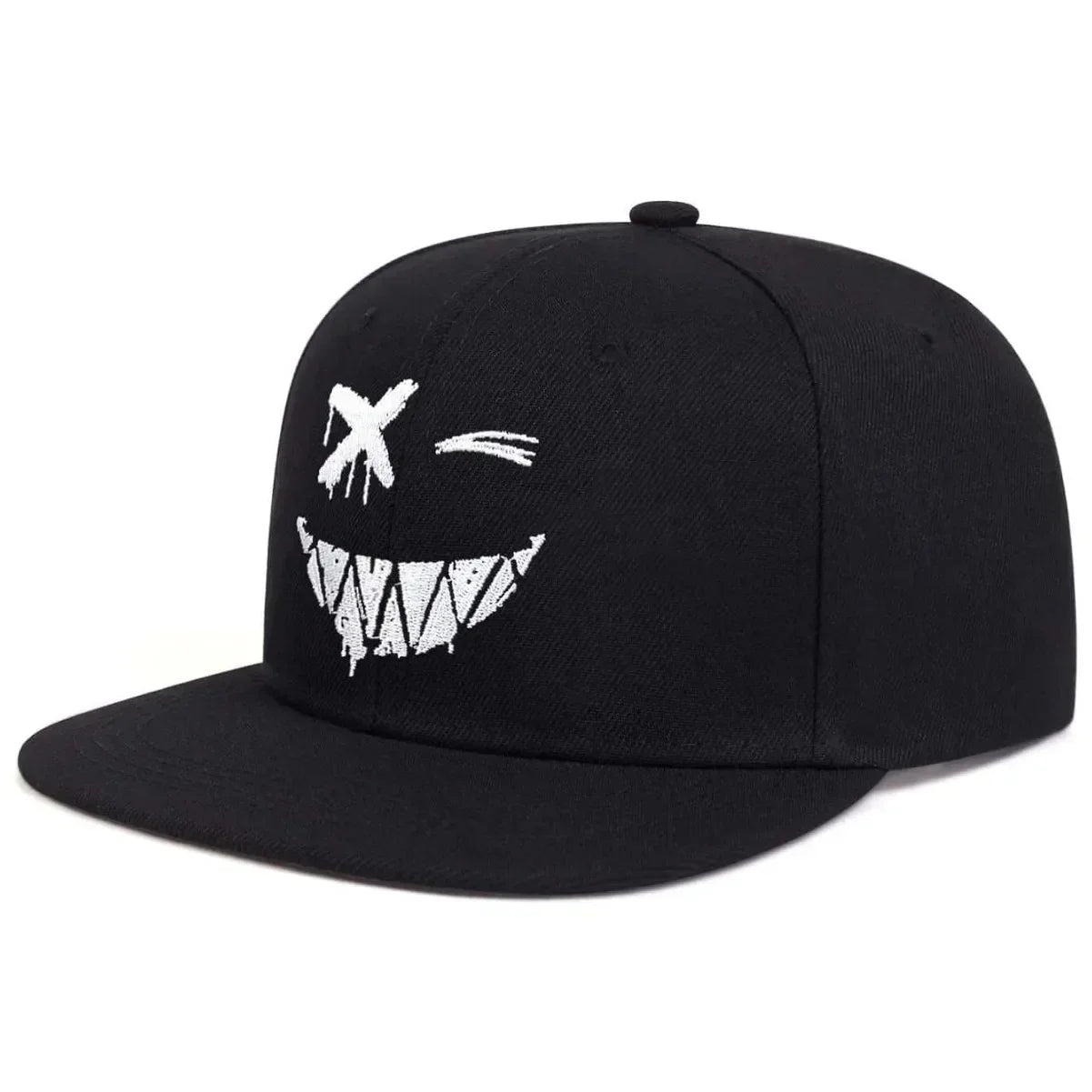 Grin Embroidery UV Protection Cotton Snapback Cap