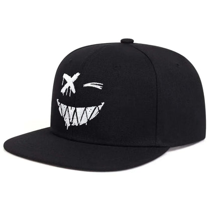 Grin Embroidery UV Protection Cotton Snapback Cap