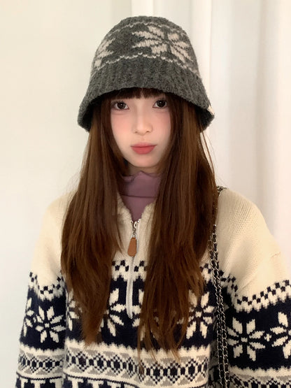 Retro Fair Isle Earflap Bucket Hat