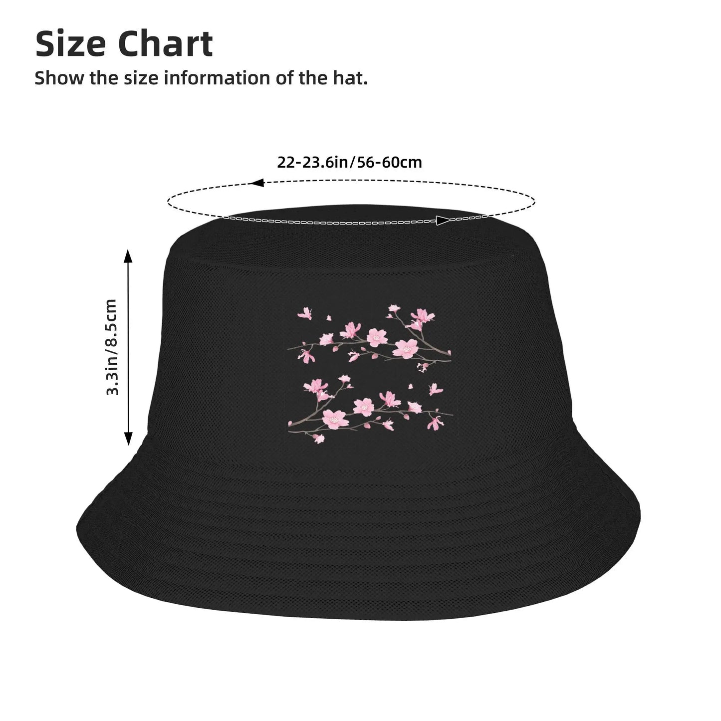 Cherry Blossom Transparent Floral Design Bucket Hat
