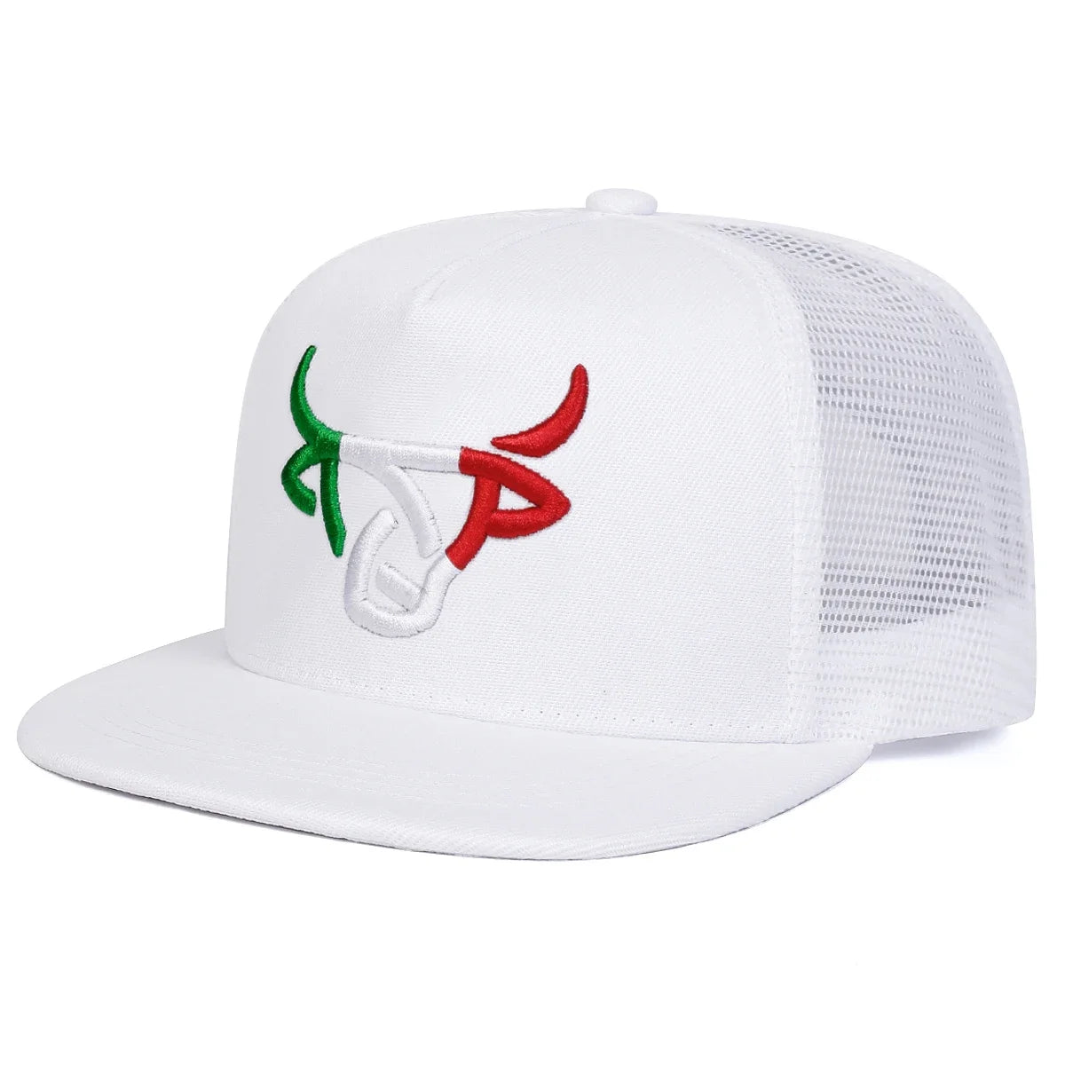 Unisex Ox Head Embroidered Mesh Hip Hop Snapback Cap