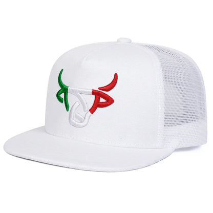 Unisex Ox Head Embroidered Mesh Hip Hop Snapback Cap