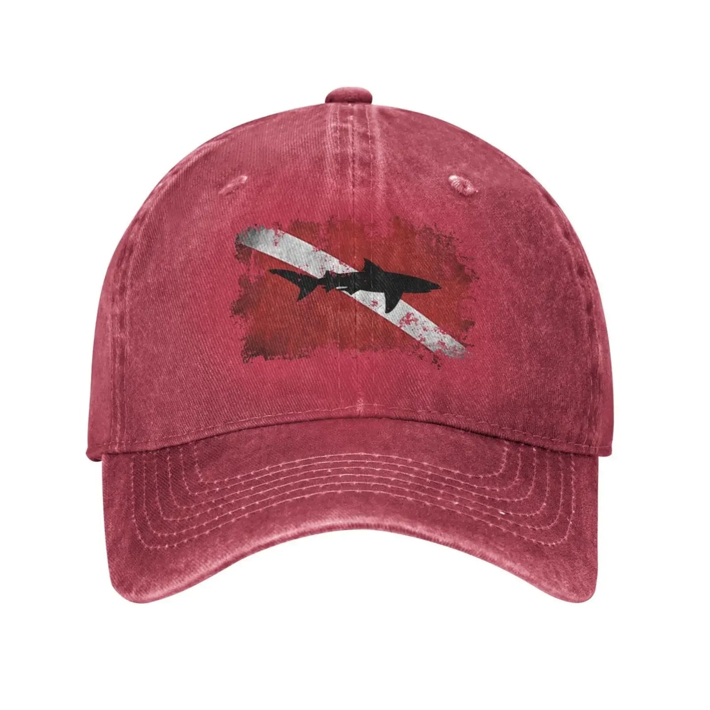 Vintage Shark Scuba Dive Flag Retro Sports Denim Cap