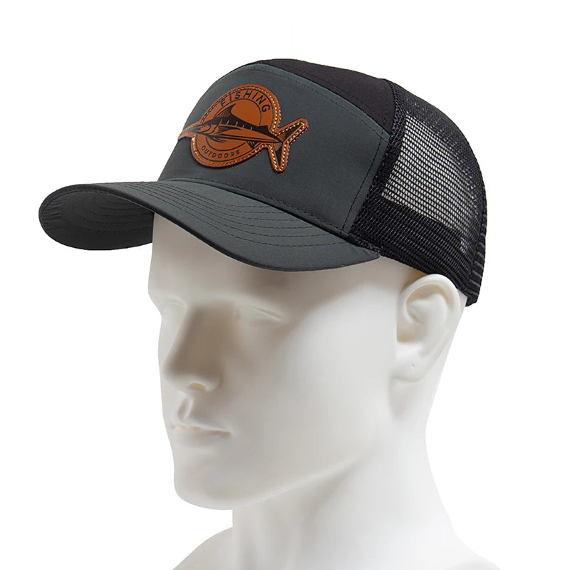 Shark Leather Trucker Mesh Baseball Cap