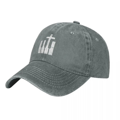 Christian Musician Keyboard Cross Denim Baseball Cap