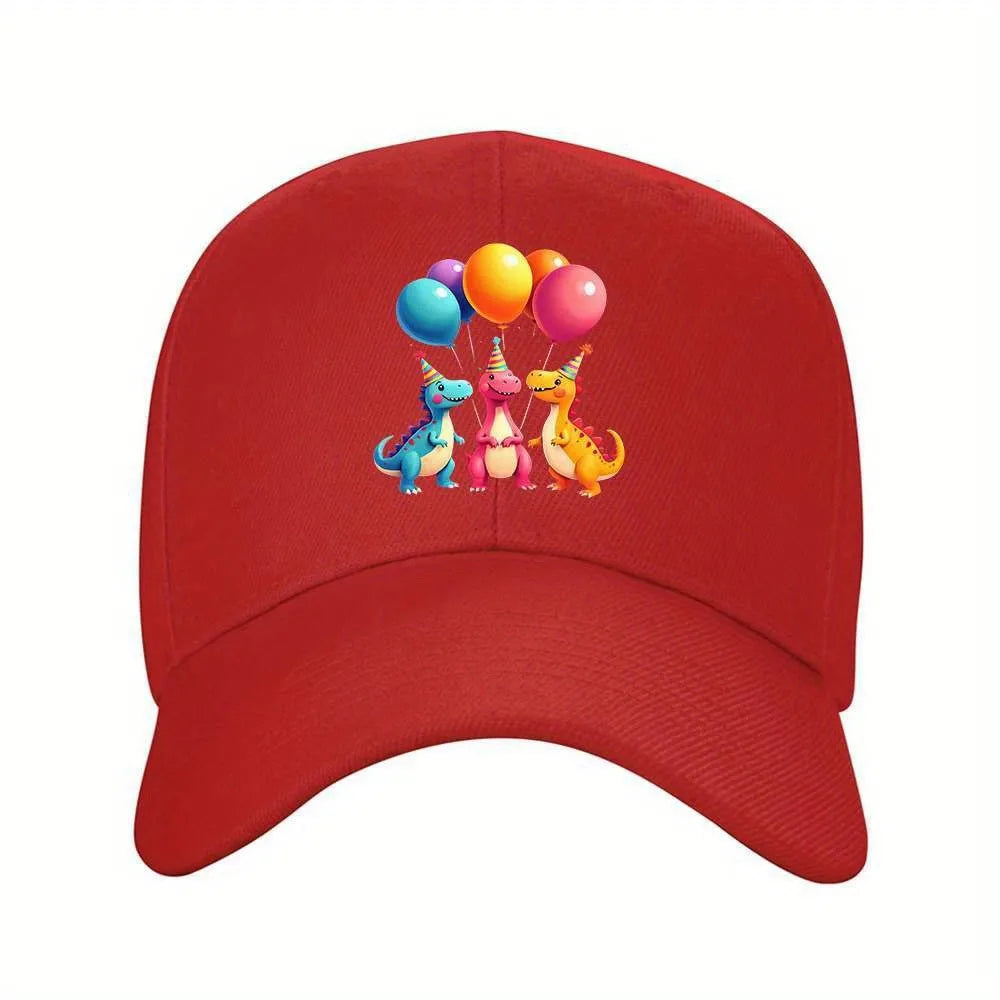 Cute Dinosaur Balloon Print Unisex Adjustable Baseball Cap