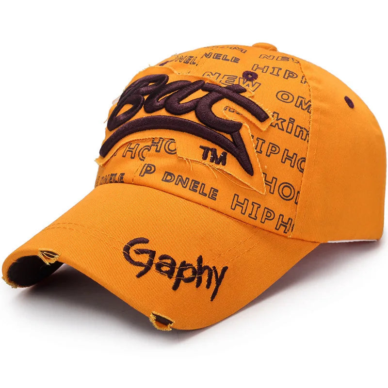 Broken Hole Bat Embroidered Hip Hop Baseball Cap