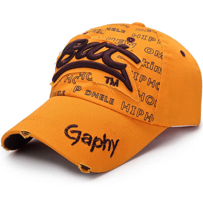 Broken Hole Bat Embroidered Hip Hop Baseball Cap