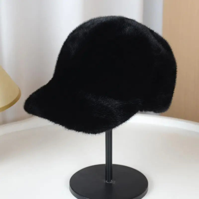 Luxury Fluffy Faux Fur Winter Baseball Cap
