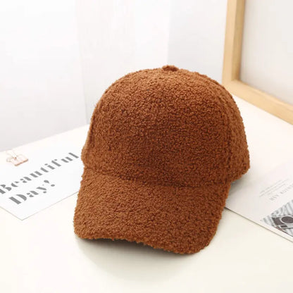 Women's Plush Lamb Wool Baseball Cap