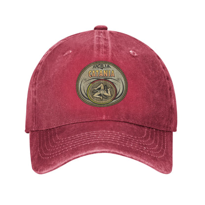 Catania Sicily Trinacria Symbol Denim Baseball Cap