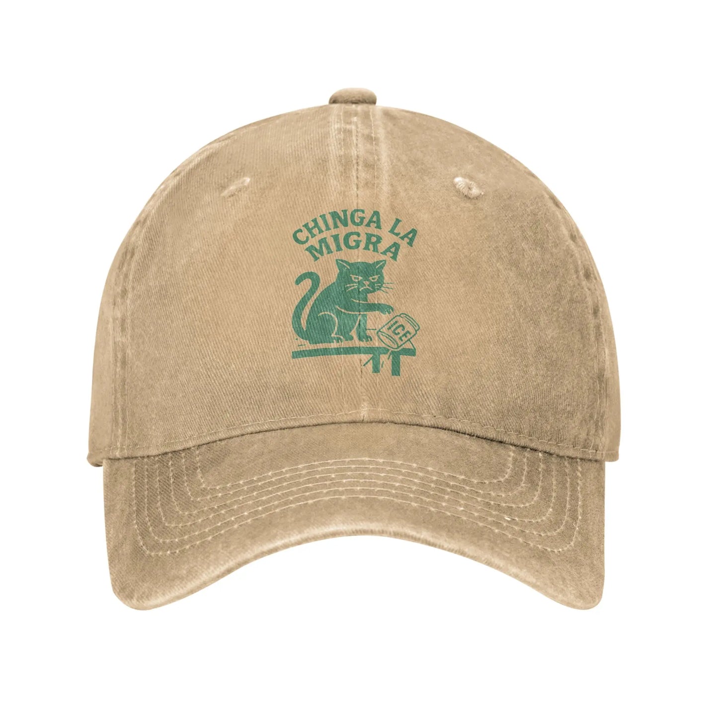 Vintage Distressed Chinga-La-Migra Cat Baseball Cap