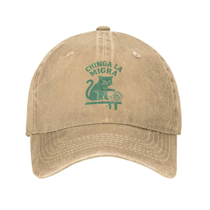 Vintage Distressed Chinga-La-Migra Cat Baseball Cap