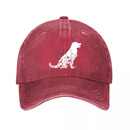 Vintage Washed Cotton Dog Pattern Baseball Cap