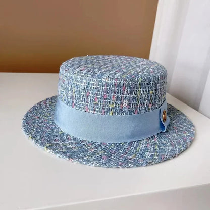 Xiao Xiang Pearl Tweed Flat Top Bucket Hat