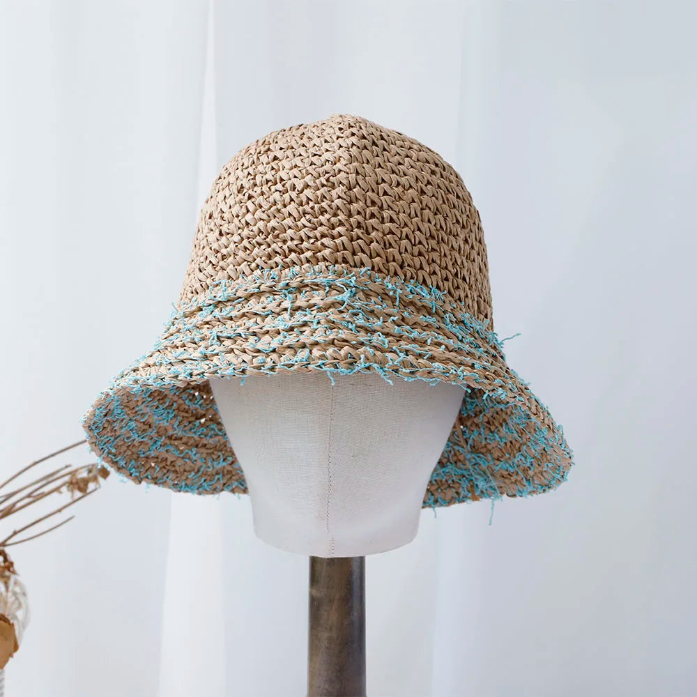 Y2K Korean Straw Summer Fisherman Bucket Hat